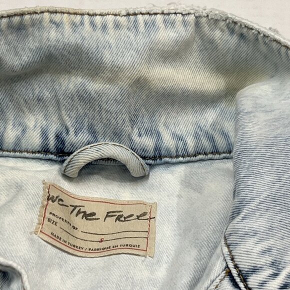 We The Free‎  Denim Jacket Womens S Distressed Light Wash Oversized Trucker Boho - Picture 10 of 10